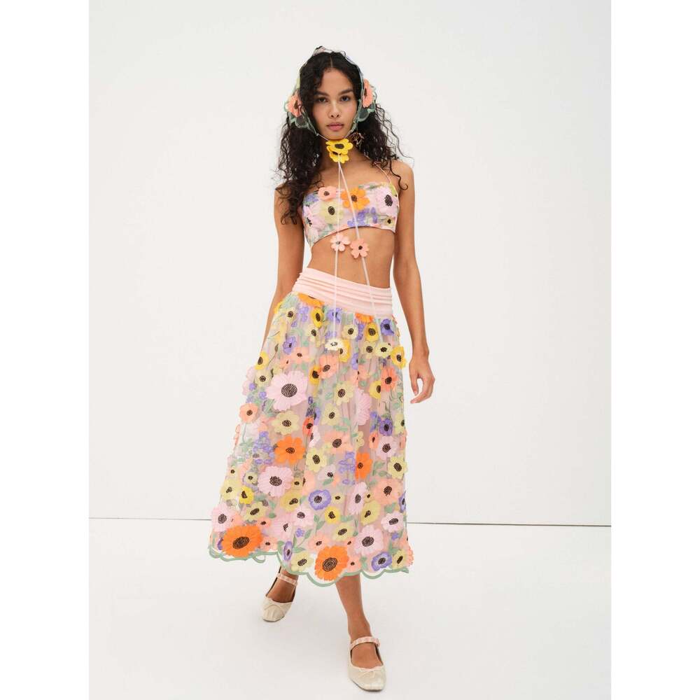 For Love & Lemons Fiore Midi Skirt S / Multi